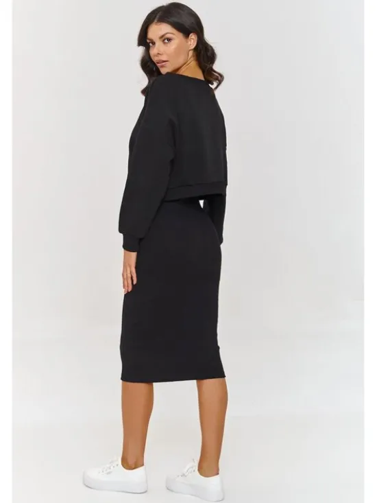 Makadamia Komplet bluza i sukienka A10 Czarny Regular Fit