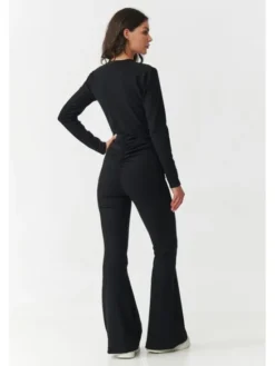 Makadamia Komplet bluzka i spodnie M893 Czarny Slim Fit