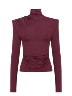MANDRAGORA Bluzka Varo Bordowy Slim Fit