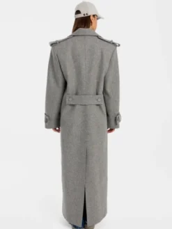 MANDRAGORA Płaszcz wełniany Marove Szary Slim Fit