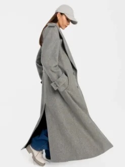 MANDRAGORA Płaszcz wełniany Marove Szary Slim Fit