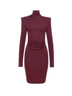 MANDRAGORA Sukienka dzianinowa Soreen Bordowy Slim Fit