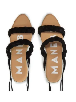 Manebi Espadryle Hamptons Two Braided Bands Wedge Espadrilles K 1.0 WE Czarny