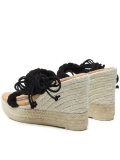 Manebi Espadryle Hamptons Two Braided Bands Wedge Espadrilles K 1.0 WE Czarny