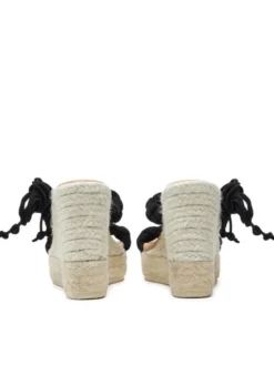Manebi Espadryle Hamptons Two Braided Bands Wedge Espadrilles K 1.0 WE Czarny