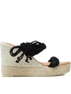 Manebi Espadryle Hamptons Two Braided Bands Wedge Espadrilles K 1.0 WE Czarny