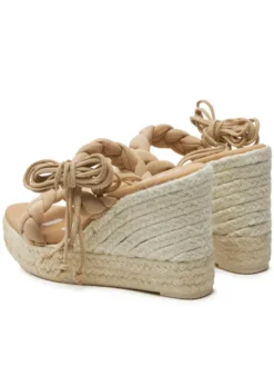 Manebi Espadryle Hamptons Two Braided Bands Wedge Espadrilles M 1.1 WE Beżowy