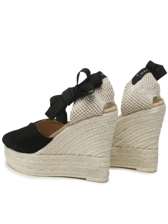 Manebi Espadryle Heart-Shaped Wedge Espadrilles K 1.0 WH Czarny