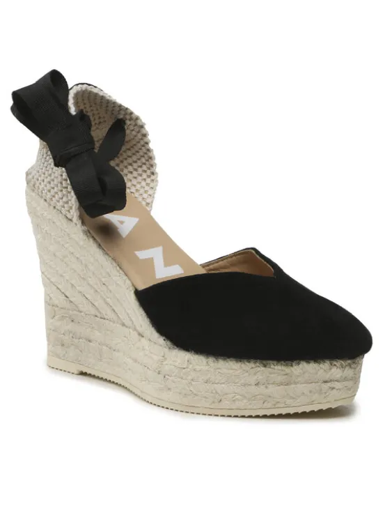 Manebi Espadryle Heart-Shaped Wedge Espadrilles K 1.0 WH Czarny