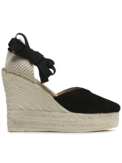 Manebi Espadryle Heart-Shaped Wedge Espadrilles K 1.0 WH Czarny