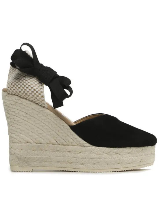 Manebi Espadryle Heart-Shaped Wedge Espadrilles K 1.0 WH Czarny