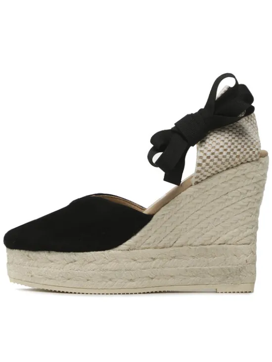 Manebi Espadryle Heart-Shaped Wedge Espadrilles K 1.0 WH Czarny