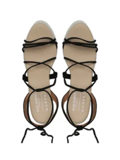 Manebi Espadryle Lace-Up Wedge Espadrilles L 8.6 WA Czarny