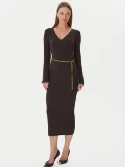 MICHAEL Michael Kors Sukienka dzianinowa MF5835G4VR Brązowy Slim Fit