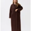 Mirons Płaszcz wełniany Soft Brązowy Oversize