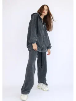 MissDenim Dres Double Belt Tracksuit Set Czarny Oversize