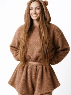 MissDenim Komplet bluza, bluzka i spodnie Teddy Bear Brązowy Basic Fit