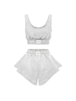 MissDenim Komplet top i spodenki Flippy Set Szary Basic Fit