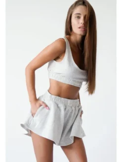 MissDenim Komplet top i spodenki Flippy Set Szary Basic Fit