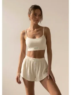 MissDenim Piżama Pajama Set Beżowy Regular Fit