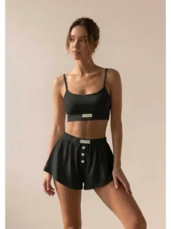 MissDenim Piżama Pajama Set Czarny Regular Fit