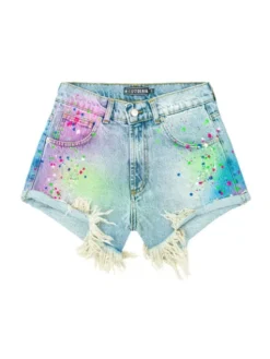 MissDenim Szorty jeansowe Boyfriend Kolorowy Boyfriend Fit