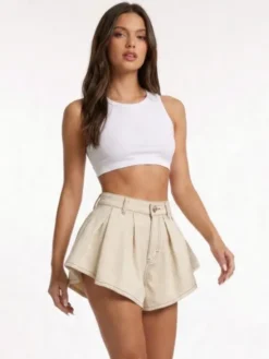MissDenim Szorty jeansowe Skorts Kremowy Regular Fit