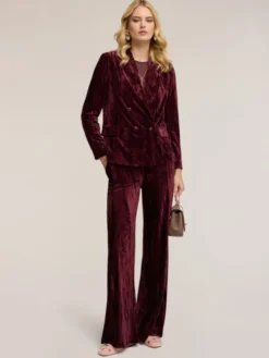 Motivi Spodnie materiałowe P028Q304298N036 Bordowy Flare Fit