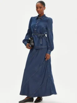 Munthe Spódnica maxi Parson 252122225207 Niebieski Regular Fit