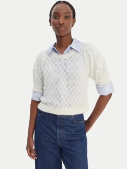 Munthe Sweter Popta 252161925274 Écru Regular Fit