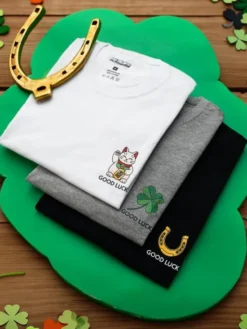 MyStars Komplet t-shirtów Zestaw 3 T-Shirtów Męskich Czarny / Biały / Szary MyStars Luck L Kolorowy Regular Fit