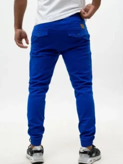 MyStars Spodnie materiałowe joggery Błękitne Klasyczne 6 kieszeni 40 Niebieski Regular Fit