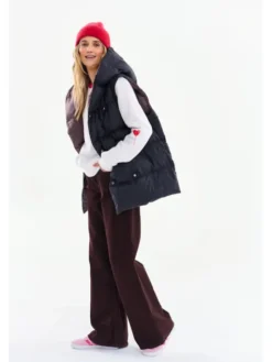 NAOKO Kamizelka Velvet Earth Czarny Regular Fit