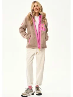 NAOKO Kurtka przejściowa Teddy Sandstone Beżowy Regular Fit