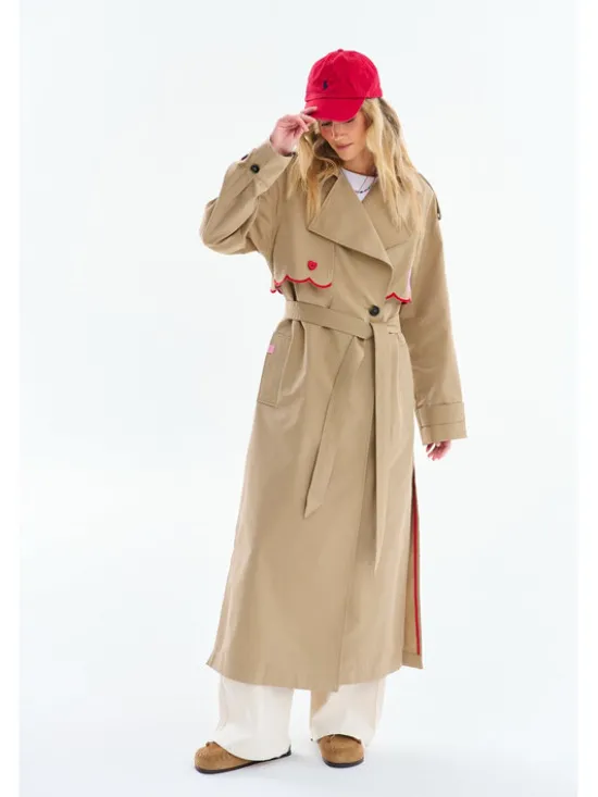 NAOKO Trencz Cross My Heart Beżowy Regular Fit