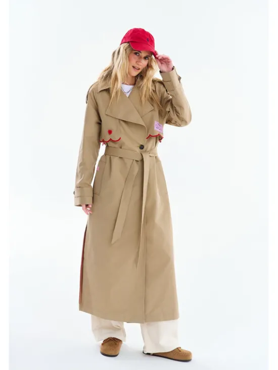 NAOKO Trencz Cross My Heart Beżowy Regular Fit