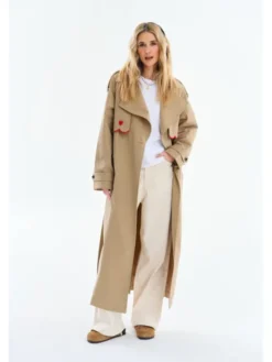 NAOKO Trencz Cross My Heart Beżowy Regular Fit