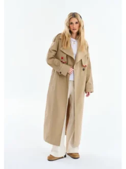 NAOKO Trencz Cross My Heart Beżowy Regular Fit