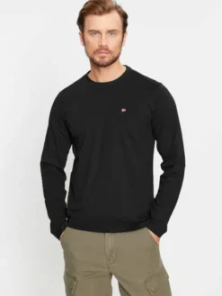 Napapijri Longsleeve Salis NP0A4HN7 Czarny Regular Fit