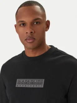 Napapijri Longsleeve S-Box Logo NP0A8BC5 Czarny Regular Fit