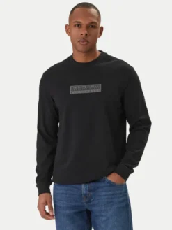 Napapijri Longsleeve S-Box Logo NP0A8BC5 Czarny Regular Fit