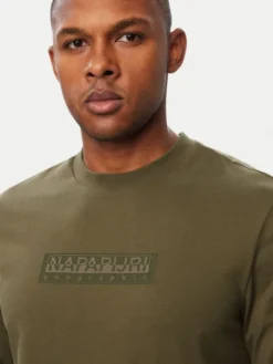 Napapijri Longsleeve S-Box Logo NP0A8BC5 Khaki Regular Fit