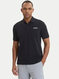 Napapijri Polo E-Small Box NP0A88TQ Czarny Relaxed Fit