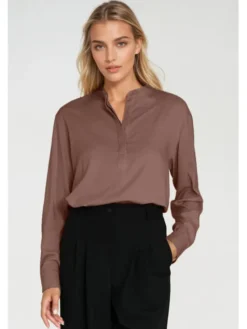 NIFE Bluzka B194 Brązowy Oversize
