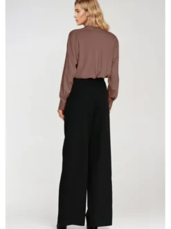 NIFE Bluzka B194 Brązowy Oversize