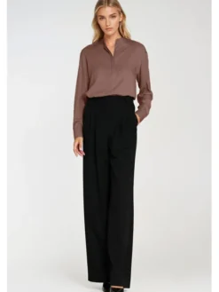NIFE Bluzka B194 Brązowy Oversize