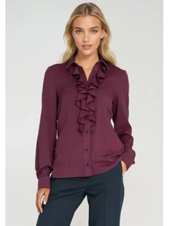 NIFE Bluzka B202 Fioletowy Feminine Fit