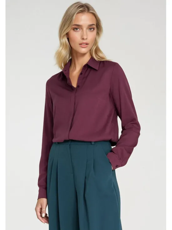 NIFE Bluzka B205 Fioletowy Regular Fit