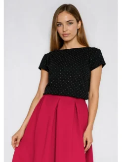 NIFE Bluzka B219 Srebrny Feminine Fit