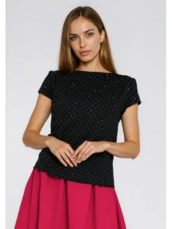 NIFE Bluzka B219 Srebrny Feminine Fit